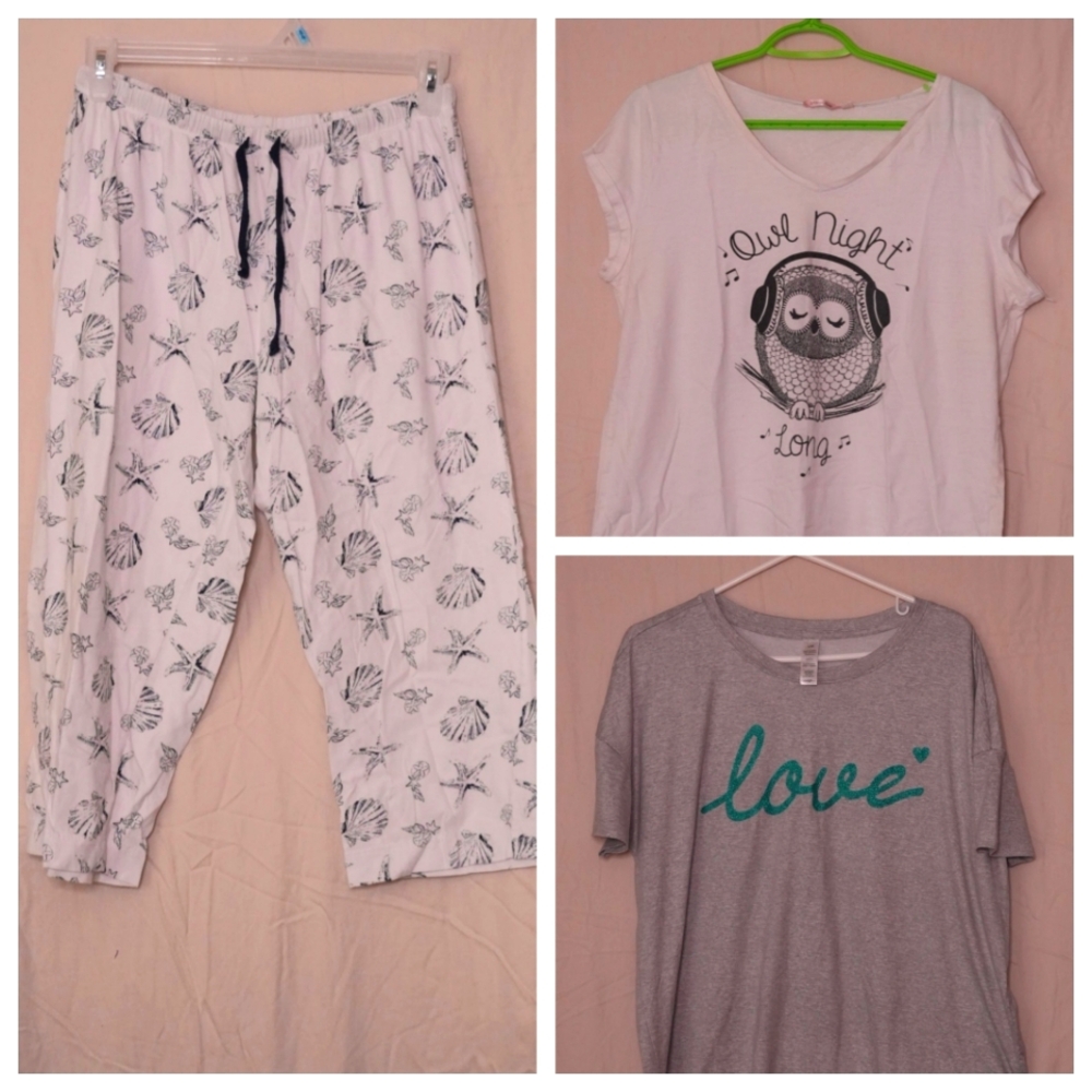 Women's pj's L. One capri bottom and 2 tops. Like new condition